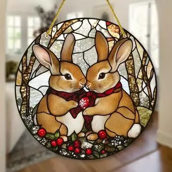 Пасхальный кулон, подвесное украшение с шнурком, легко подвешивается, узор кролика, широкое применение, акриловый кулон на окно 15cm D