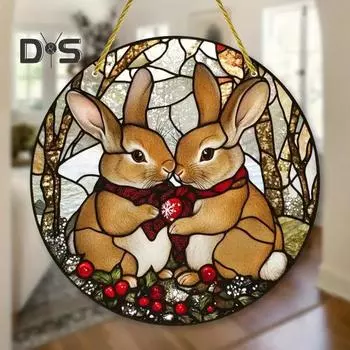 Пасхальный кулон, подвесное украшение с шнурком, легко подвешивается, узор кролика, широкое применение, акриловый кулон на окно 15cm F