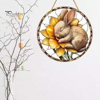 Пасхальный кулон, подвесное украшение с шнурком, легко подвешивается, узор кролика, широкое применение, акриловый кулон на окно 15cm A