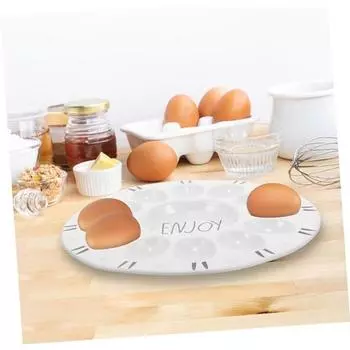 Пасхальный лоток для яиц Яичная тарелка Подставка для яиц Подставка для яиц для холодильника Держатель для яиц Керамический лоток для яиц белого цвета чистый белый