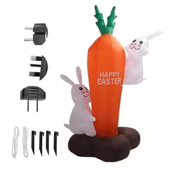 Пасхальный надувной кролик с мультяшным дизайном, милый, 6 футов, привлекательный, водонепроницаемый, надувной, наружный декор EU Plug 220V