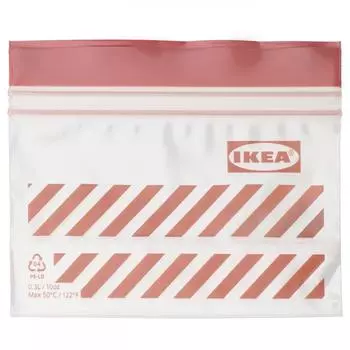 Пасхальный пакет IKEA ISTAD на молнии в полоску красно-коричневый 0,3 л