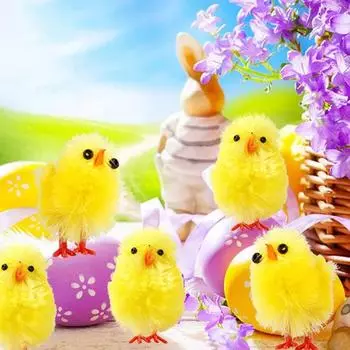 Пасхальный плюшевый цыпленок Желтый пушистый цыпленок Украшение Плюшевая игрушка Пасхальный цыпленок для детей Сделай сам Украшения для пасхальных яиц Наполнители для пасхальных корзин A