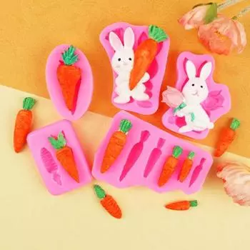 Пасхальная форма для печенья Кролик Морковь Силиконовая форма для мастики и торта Пасхальная тематика E серый