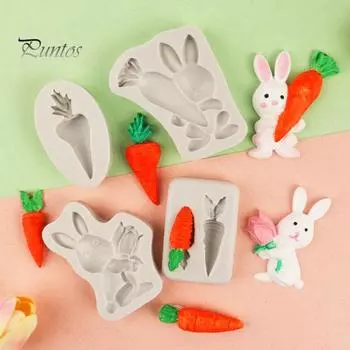 Пасхальный резак для печенья кролик морковь силиконовая форма для помадки торта форма для пасхальной темы антипригарная форма для украшения торта E серый