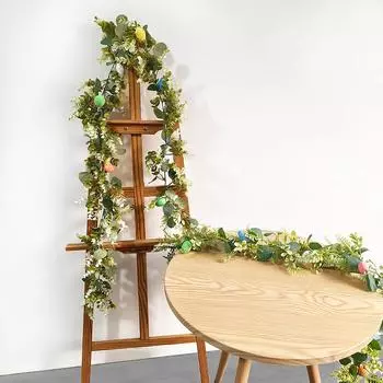 Пасхальный ротанг с пенопластовым яйцом, украшение из ротанга, дверь, украшение из ротанга, 9 футов, 10 яиц One Size