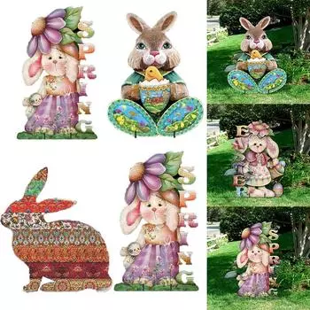 Пасхальный сад милый кролик тарелка планшет украшение орнамент A