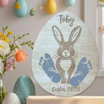 Пасхальный след кролика Yousheng, мой первый пасхальный сувенир, деревянное украшение на Пасху для вечеринки Rabbit