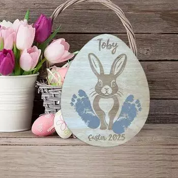 Пасхальный след кролика Знаки Мой первый пасхальный сувенир Деревянное пасхальное украшение для вечеринки