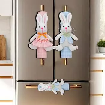 Пасхальный тканевый кролик чехол для холодильника, украшение для дверной ручки кухонного прибора One Size синий