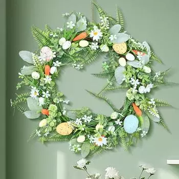 Пасхальный венок, искусственный венок из яиц для входной двери, весенний праздничный домашний декор, водонепроницаемый знак для крыльца, стены, двора, патио, гаражных ворот A