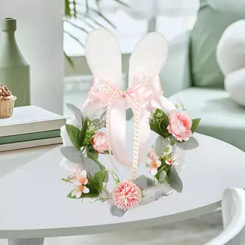 Пасхальный венок, украшение из искусственных цветов, пружина для полки входной двери Pink