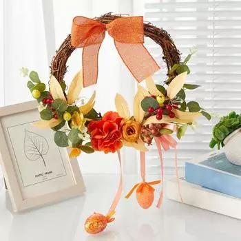 Пасхальный венок Yousheng, венок из веток пасхального кролика с искусственными цветами, яйцами, весенняя гирлянда для входной двери для праздничного внутреннего и наружного декора