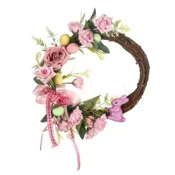 Пасхальный венок Yousheng, веточка, весенний венок с искусственными цветами, пастельные яйца, подвесная гирлянда для входной двери, для внутреннего и наружного украшения, праздничные атрибуты C