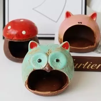 Пасхальный забавный керамический подсвечник с изображением гриба, ароматерапевтическая горелка, перуанская святая деревянная рамка в стиле ретро Candlestick - Mushroom
