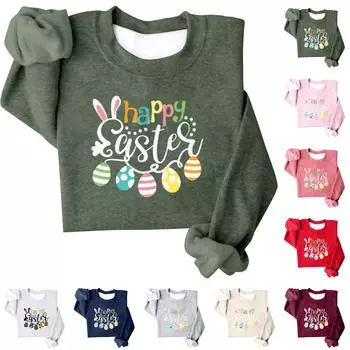 Пасхальный женский модный пуловер с капюшоном и круглым вырезом с принтом XXL тёмно-синий