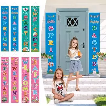 Пасхальный знак на крыльце Счастливой Пасхи Баннер для внутреннего и наружного размещения на стене Флаг Баннеры One Size