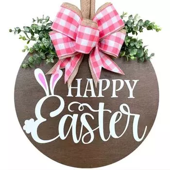 Пасхальный знак на входную дверь, деревянный креативный узор с кроликом, дизайн, вешалка для двери, декор для передней двери, орнамент model A