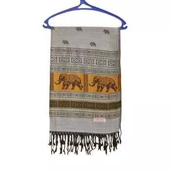 Пашминовый шарф: элегантный, мягкий, универсальный - Кашемир и тайский шелк светло-серого цвета - Высококачественный продукт из Таиланда 70x180 серый