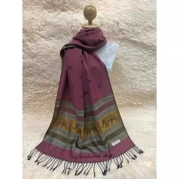 Пашминовый шарф: элегантный, мягкий, универсальный - Кашемир и тайский шелк фиолетового цвета - Высококачественный продукт из Таиланда 70x180 фиолетовый