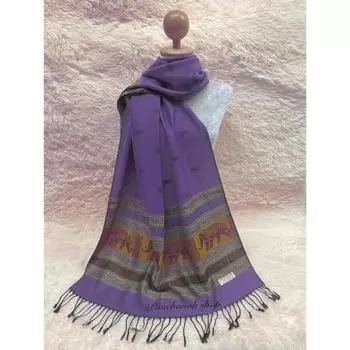 Пашминовый шарф: элегантный, мягкий, универсальный - Кашемир и тайский шелк фиолетового цвета - Высококачественный продукт из Таиланда 70x180 фиолетовый