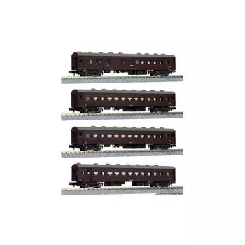 Пассажирский вагон серии OHA 61 габарита N KATO, набор из 4 вагонов, специальный проектный продукт 10-1370, модель железной дороги