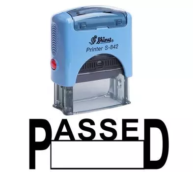 PASSED Self Inking Rubber Stamp Office Stationary Custom Shiny Stamp Impression Area 14 mm x 38 mm красный