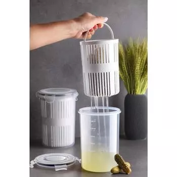 Passion Home 2 глубоких контейнера для хранения с ситом — герметичная соковыжималка для маринованных оливок, 1,5 литра