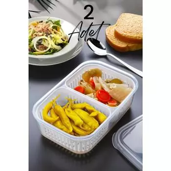 Passion Home, 2 предмета, 2 отделения, миска для маринования с ситечком, набор контейнеров для хранения мяса и овощей Ogunluk, органайзер для замороженных продуктов