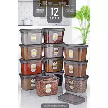 Passion Home Набор из 12 больших прямоугольных контейнеров для хранения — супернабор 1300 мл