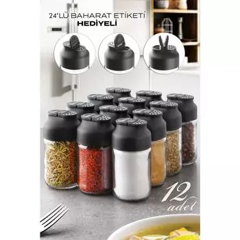 Passion Home, набор из 12 мини-двойных стеклянных баночек для специй с двойной крышкой - набор банок для специй солонки и перечницы