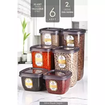 Passion Home Выгодный набор квадратных контейнеров для хранения Boly из 6 предметов с золотой маркировкой — набор баночек для еды, который можно изготовить в нескольких наборах