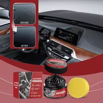 Паста для салона автомобиля, воск для ухода за приборной панелью, универсальная паста для ухода за выцветающими поверхностями с губкой, 50 г One Size белый
