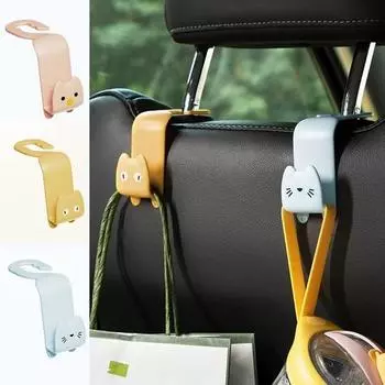 Пастельная вешалка для сумок и масок в виде кошки, крючок для хранения вещей в машине, 2 шт., серо-голубой, 2 шт., корейские аксессуары для автомобилей