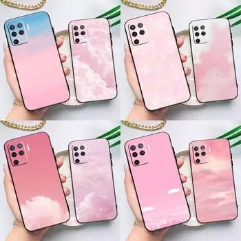 Пастельно-розовый чехол для OPPO Find X5 X3 Lite Pro A15 A16 A52 A72 A5 A9 A31 A53 A83 A93 A54 A74 A94. OPPO A5 2020