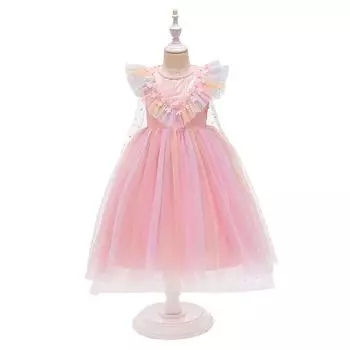 Пастельное платье-пачка с цветочным узором для девочек с единорогом, сетчатое платье, наряд принцессы для девочек, платья для дня рождения, детский карнавальный костюм на Хэллоуин, 2023 100cm