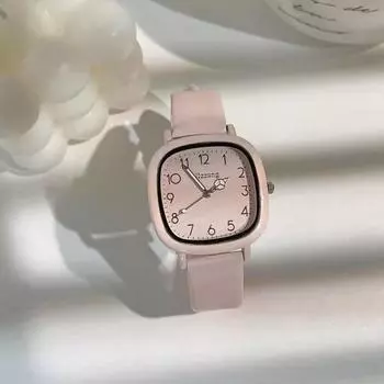 Пастельные квадратные мягкие женские студенческие кожаные повседневные аналоговые секундные стрелки модные квадратные наручные часы