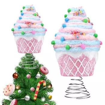 Пастельный десерт, украшение на рождественскую елку, плюшевые розовые украшения для кексов, конфеты, пончики, рождественские украшения для праздничного декора розовый
