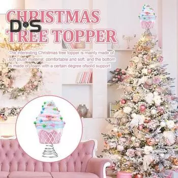 Пастельный десерт, украшение на рождественскую елку, плюшевые розовые украшения для кексов, конфеты, пончики, рождественские украшения для праздничного декора розовый