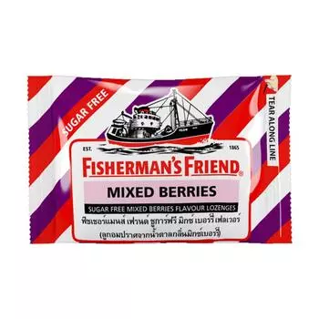 Пастилки Fisherman s Friend, Ягодная смесь, пастилки со смешанным вкусом ягод без сахара, 25 г. х 6/12/24 шт. 25 g. x 6 pcs