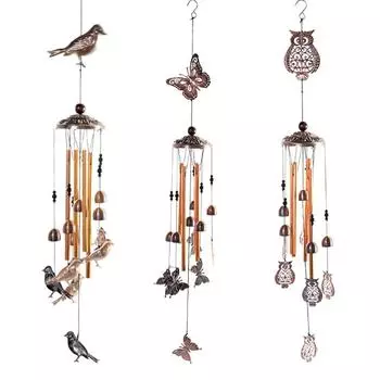 Pastoral Animal Wind Ornament Vintage Metal Multi-tube Wall Hanging Decor Suitable for Home Living Room Dropshipping