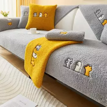 Пасторальная подушка для дивана, универсальный нескользящий коврик на четыре сезона, простой скандинавский простой корейский бежевый тканевый чехол для дивана, чехол 70*70cm