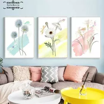 Пасторальные цветы Дейзи Лили постер минималистский настенный художественный холст живопись печать фотографии для современного дома гостиная Cuadors Декор 21*30cm
