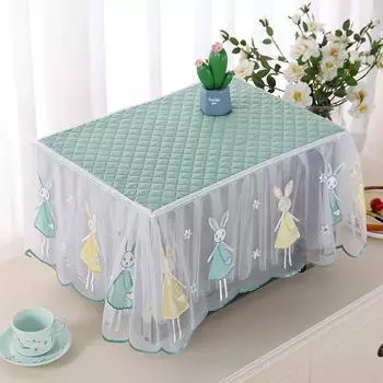 Пасторальный кружевной чехол для микроволновой печи, пылезащитный чехол, тканевый чехол для электрической духовки, универсальный пылезащитный чехол 50*35*26cm синий