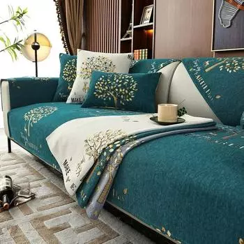 Пасторальный принт шенилловое полотенце для дивана Four Seasons универсальная противоскользящая подушка для дивана для гостиной кресла чехлы на спинки дивана 45x45 pillowcase 1pc