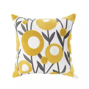 Pastoral Plants Florals Towel Embroidery Simple Cloth Scandinavian Pillow Cover Sofa Cushion Cushion Cover Ginger yellow Embroider 45*45cm without core