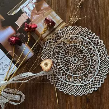 Пасторальная ретро цветочная вышивка круглая подставка под стакан обеденный стол бокал для вина кофейная чашка чайный сервиз коврик гостиная кабинет ваза украшение Round 18.5cm
