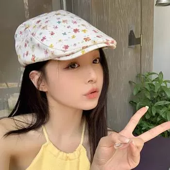 Pastoral Style Mori Floral Berets for Women Spring and Summer Sunscreen Fashion Versatile Japanese Retro Literary Forward Hats 56-58cm