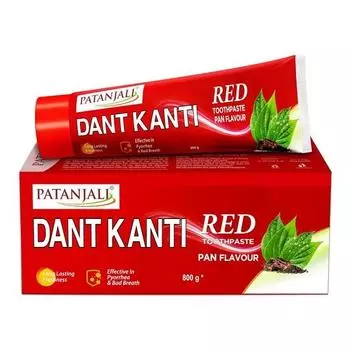 Patanjali Зубная паста Дант Канти Красная 800г (200x4) со вкусом сковороды, помогает уменьшить неприятный запах изо рта, улыбка без кариеса, свежесть с защитой