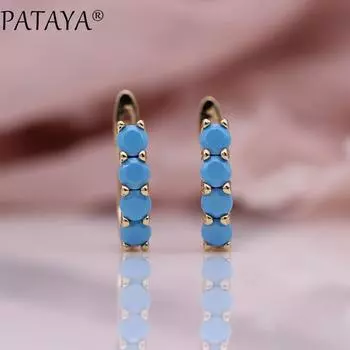 PATAYA изящные серьги-подвески цвета розового золота, четыре круглые серьги с искусственным цирконом белый